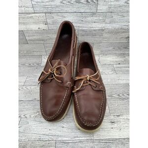 Sebago Docksides Men Sz 10.5M‎ Brown Leather Boat Shoes B7-727 Nautical Loafers